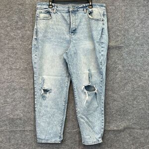 OLD NAVY Jeans Women's Size 18 Blue Denim Distressed OG High Rise Straight Leg